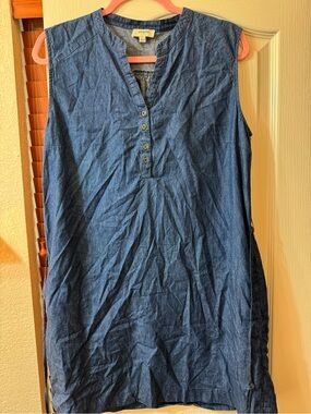 Umgee Sleeveless Denim Tunic dress  in Dark Blue
